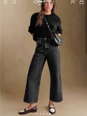 Sezane Le crop denim 40 Middle Grey
